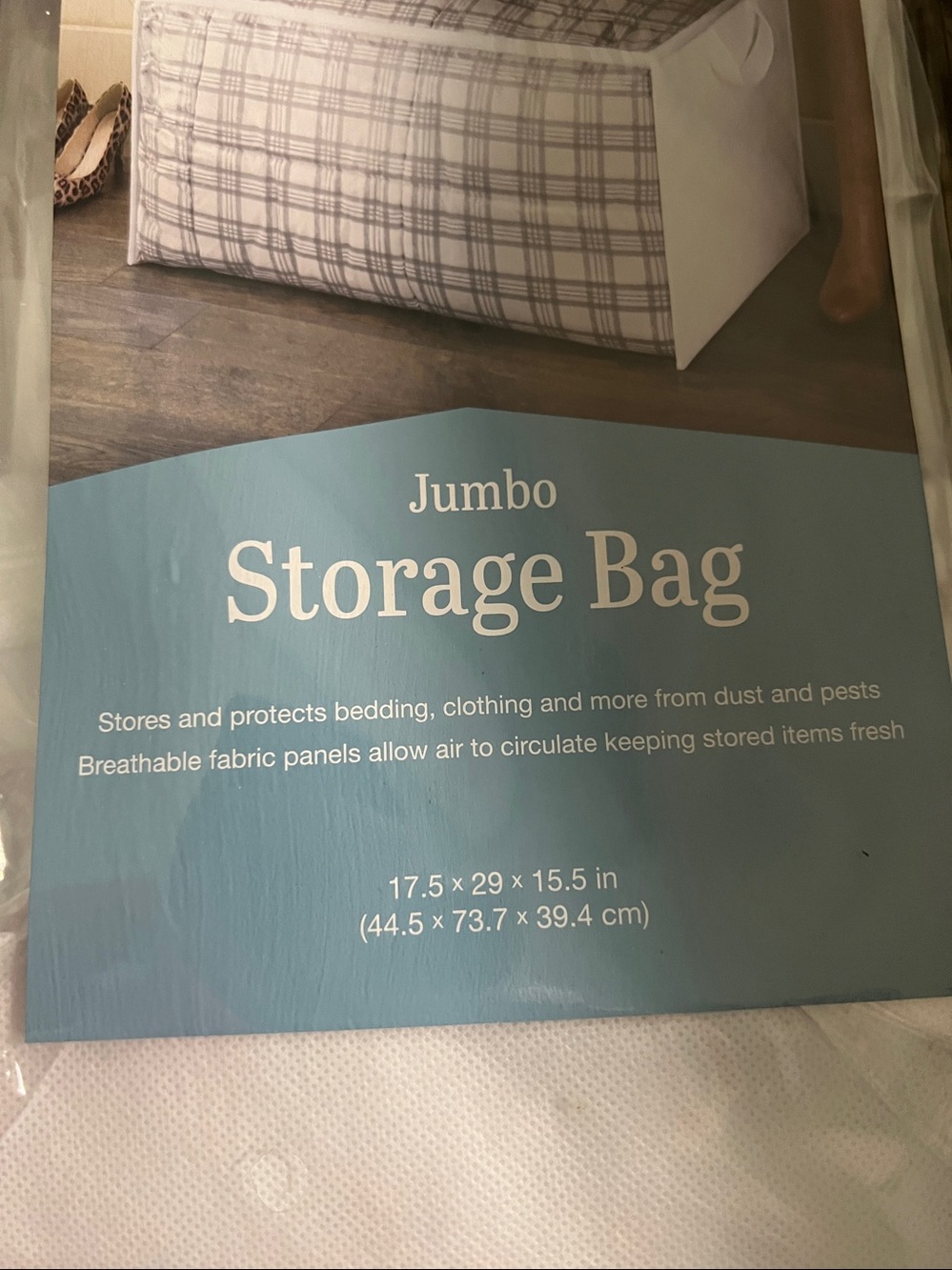 #792 WHITMOR Jumbo Storage Bag - White and Gray - Picture 4 of 5